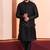  black silk blend kurta duppata   set for men