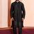  black silk blend kurta duppata   set for men