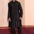  black silk blend kurta duppata   set for men