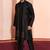  black silk blend kurta duppata   set for men