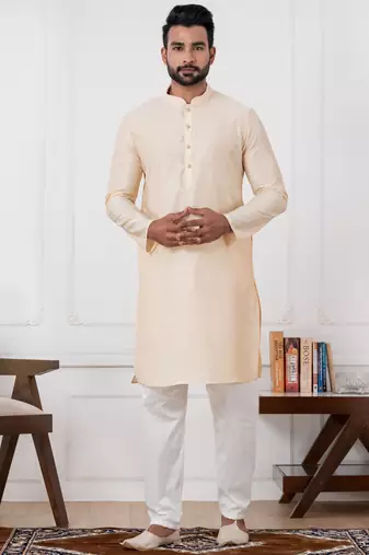  gold silk blend  kurta set for men