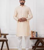  gold silk blend  kurta set for men