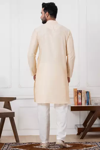  gold silk blend  kurta set for men