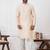  white  silk blend kurta duppata set for men