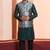 green silk blend kurta jacket for men with embroidered work