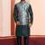  green silk blend kurta jacket for men with embroidered work