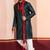  green silk blend kurta duppata set for men