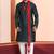  green silk blend kurta duppata set for men