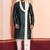  green silk blend kurta duppata set for men