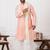  pink silk blend kurta duppata  set for men