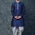  blue printed kurta set for men with dhoti