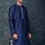  blue printed kurta set for men with dhoti