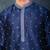  blue printed kurta set for men with dhoti