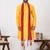  yellow silk blend kurta duppata set for men 
