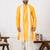  yellow silk blend kurta jacket set for men