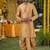  beige silk blend kurta jacket duppata set for men