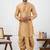 beige silk blend kurta jacket duppata set for men