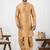  beige silk blend kurta jacket duppata set for men