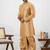  beige silk blend kurta jacket duppata set for men