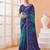 Women's blue bandhani print chiffon bandhej style saree with matching blouse