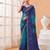 Women's blue bandhani print chiffon bandhej style saree with matching blouse