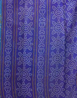 Women's blue bandhani print chiffon bandhej style saree with matching blouse 4