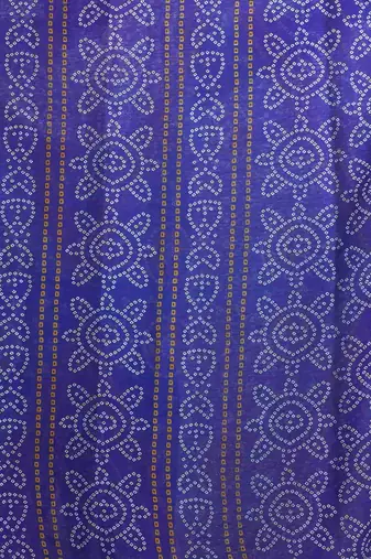 Women's blue bandhani print chiffon bandhej style saree with matching blouse