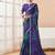 Women's blue bandhani print chiffon bandhej style saree with matching blouse