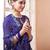 Women's blue bandhani print chiffon bandhej style saree with matching blouse