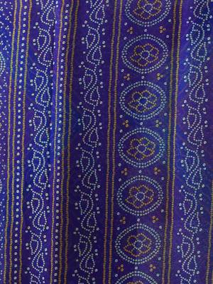Women's blue bandhani print chiffon bandhej style saree with matching blouse 5