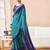 Women's blue turquoise bandhani print chiffon bandhej style saree with matching blouse