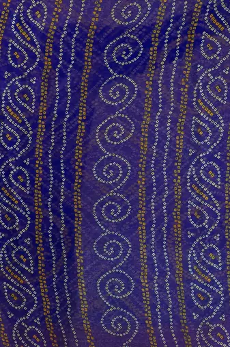 Women's blue turquoise bandhani print chiffon bandhej style saree with matching blouse