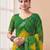 Women's green yellow bandhani print chiffon bandhej style saree with matching blouse