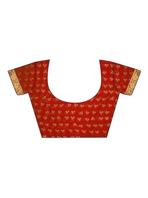Women's maroon bandhani print chiffon bandhej style saree with matching blouse 5