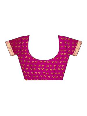Women's orange pink bandhani print chiffon bandhej style saree with matching blouse 5