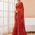 Women's red orange bandhani print chiffon bandhej style saree with matching blouse