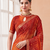 Women's red orange bandhani print chiffon bandhej style saree with matching blouse