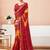 Women's red yellow bandhani print chiffon bandhej style saree with matching blouse