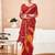 Women's red yellow bandhani print chiffon bandhej style saree with matching blouse