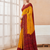 Women's yellow dark red bandhani print chiffon bandhej style saree with matching blouse
