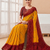 Women's yellow dark red bandhani print chiffon bandhej style saree with matching blouse