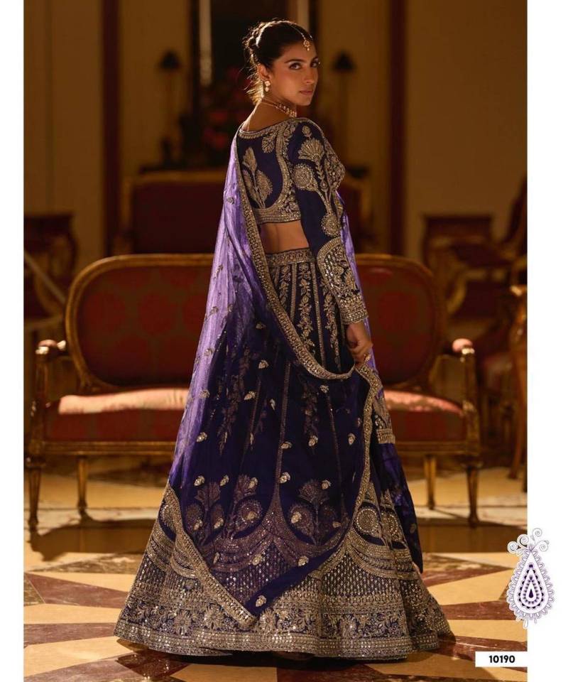 navy-blue art_silk embroidered lehengas