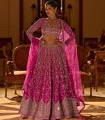 rani-pink art_silk embroidered lehengas