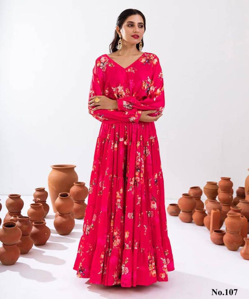 pink crepe printed Lehenga set