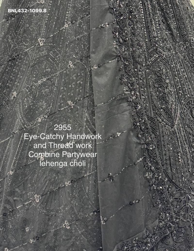 black net embroidered lehengas