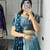 teal-blue silk_blend brasso lehengas