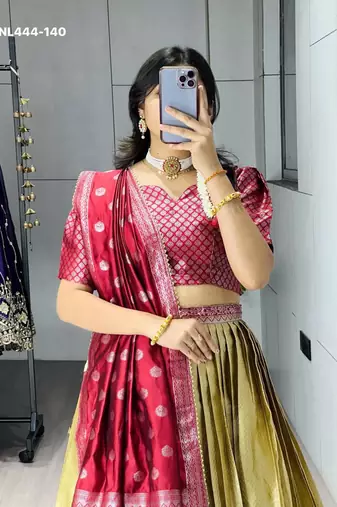 light golden silk blend brasso lehenga choli with dupatta