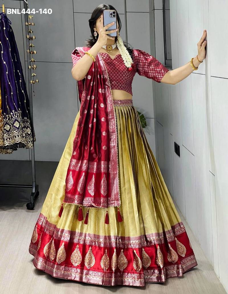 light-golden silk_blend brasso lehengas