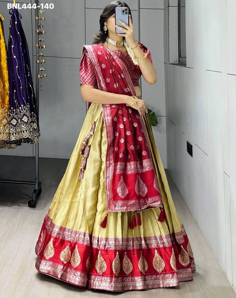 light-golden silk_blend brasso lehengas