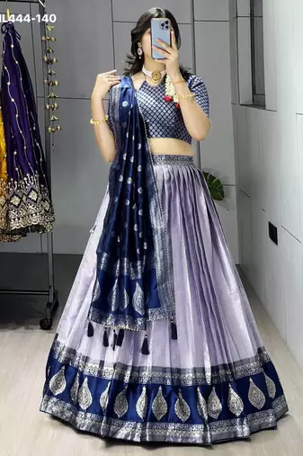 light-lavender silk_blend brasso lehengas